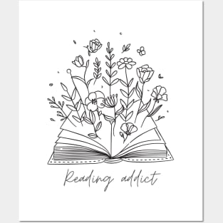 flower books read  floral book,book with flowers,book,book ,floral book ,vintage book,read,reading,read ,book with flower,reading ,reading decal,book decal Posters and Art